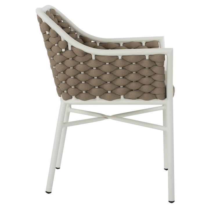 ARMCHAIR ALUMINUM HM5858.02 WHITE WITH BEIGE ROPE