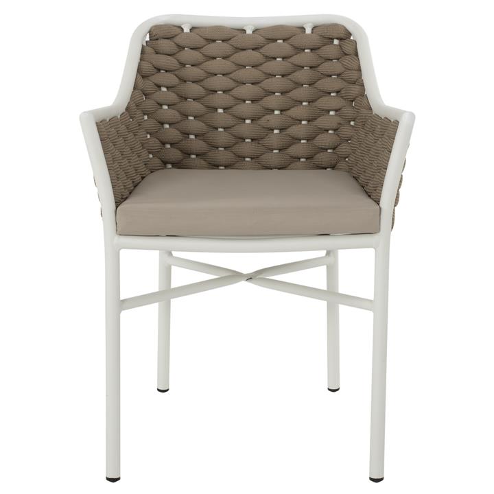 ARMCHAIR ALUMINUM HM5858.02 WHITE WITH BEIGE ROPE