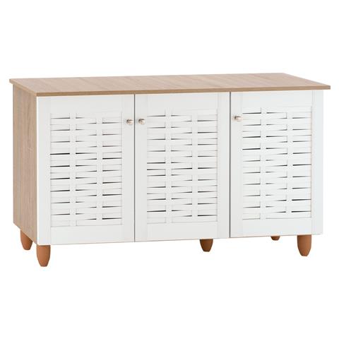 Shoe Cabinet Melamine with 3 Doors HM2211.06 Sonama-White 114,5x34x68cm