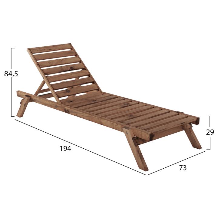 PROFESSIONAL SUNBED HM11431.01 FIR WOOD IN WALNUT SHADE 73x194x29-84,5H cm.