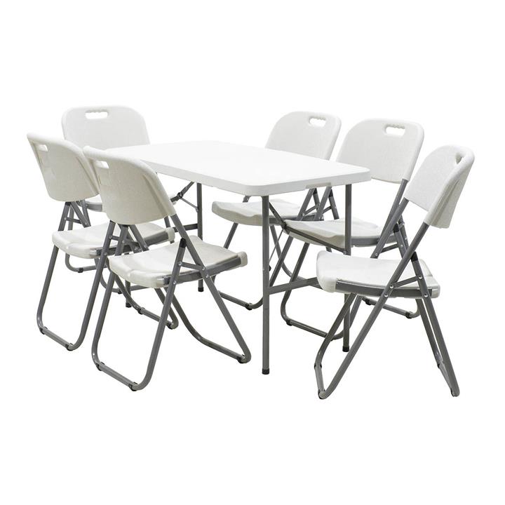 Commercial folding camping table Rodeo pakoworld with metal frame colour white 122x60x74cm