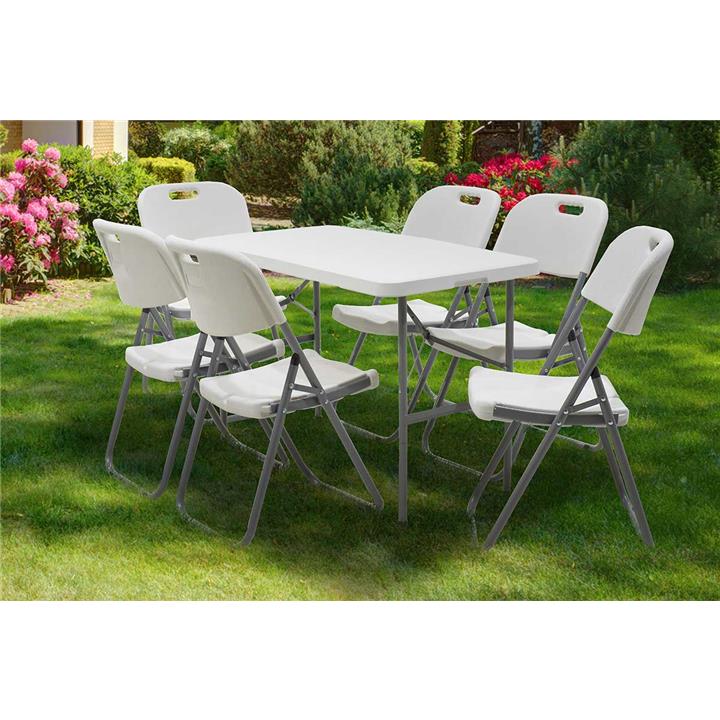 Commercial folding camping table Rodeo pakoworld with metal frame colour white 122x60x74cm