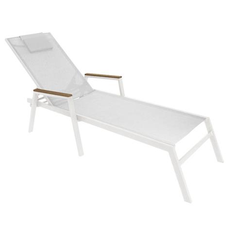 Sunbed with arms Koby pakoworld aluminium white-beige textilene
