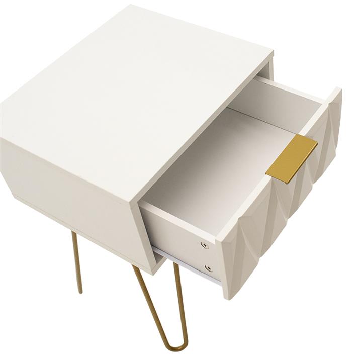 Nightstand Isla pakoworld in white painting-golden color 42x35x55cm