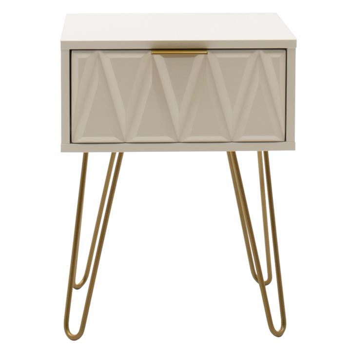 Nightstand Isla pakoworld in white painting-golden color 42x35x55cm