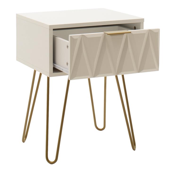 Nightstand Isla pakoworld in white painting-golden color 42x35x55cm