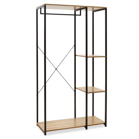 Entrance unit-Closet Ramon pakoworld modern oak color with black metal frame 90,5x41x167cm
