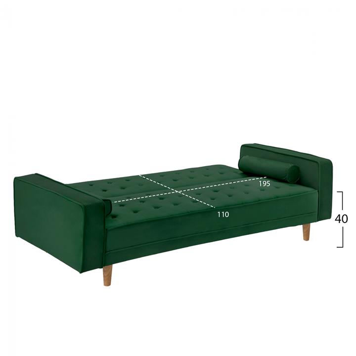 SOFA-BED SALVADOR HM3150.13 VELVET GREEN 224X88X84Y cm.