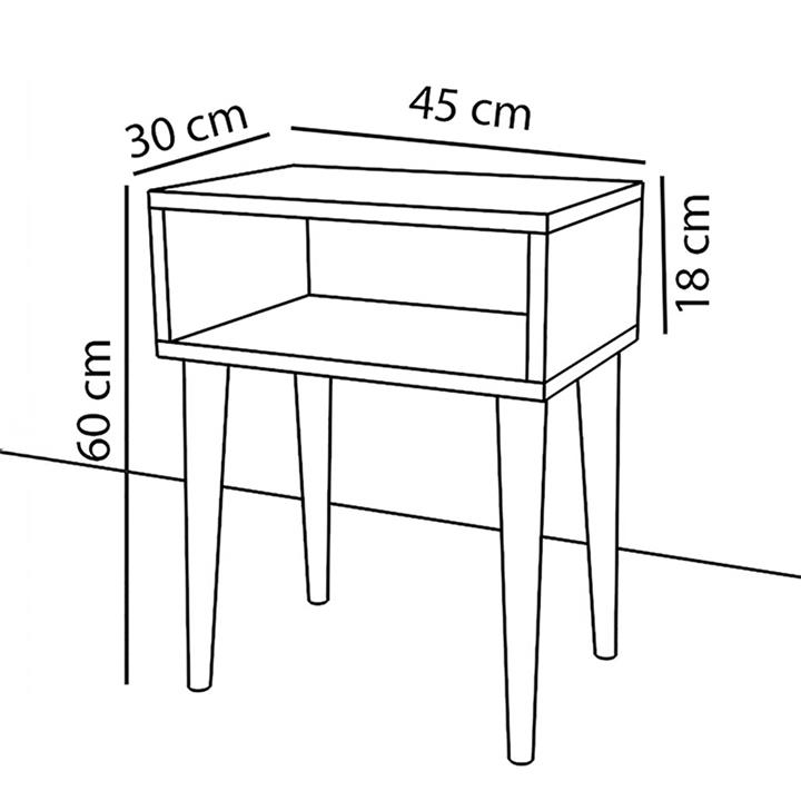 Nightstand Hank pakoworld white-walnut 45x30x60cm