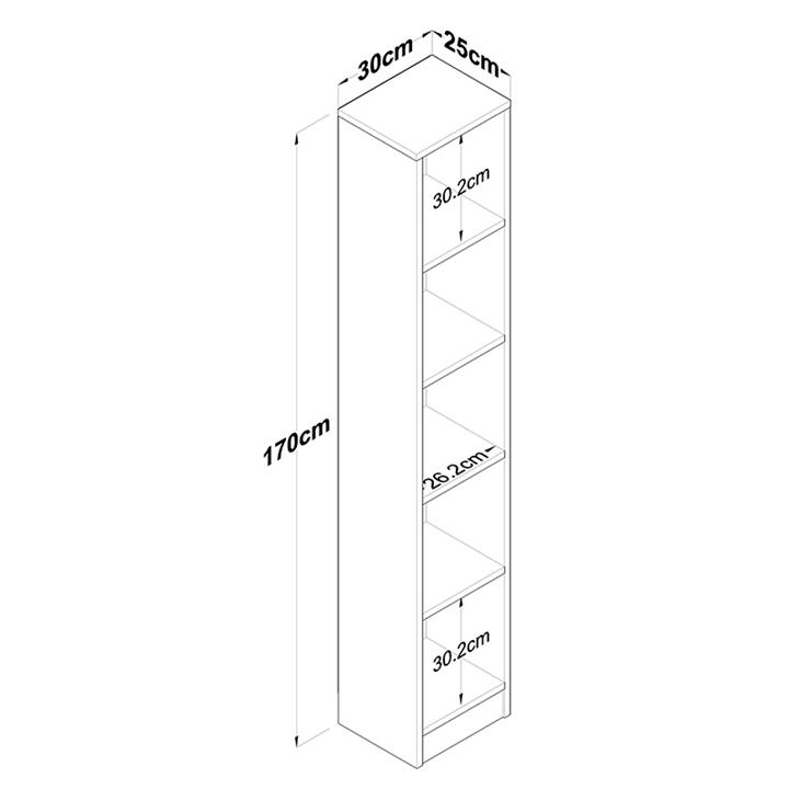 Bookcase natural pakoworld walnut-white 30x25x170 cm