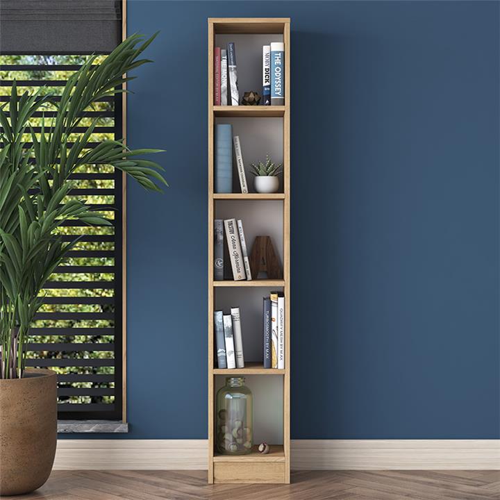 Bookcase natural pakoworld walnut-white 30x25x170 cm