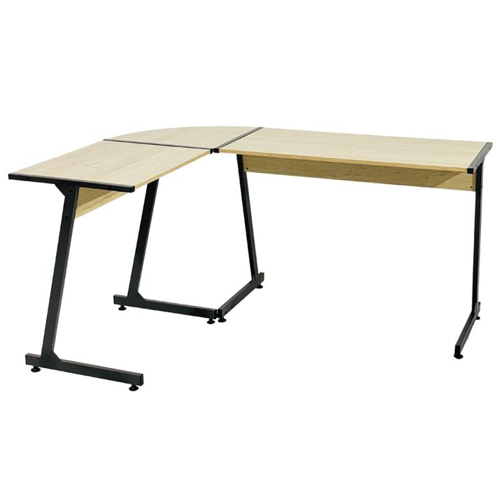 CORNER DESK HM9319 BLACK METAL FRAME AND MDF DESKTOP IN OAK COLOR 147X112X74Hcm.