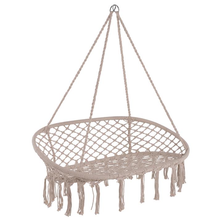 HANGING NEST HM5769 2-SEATER MACRAME ROPE IN BEIGE COLOR 130x67x120-140Hcm.