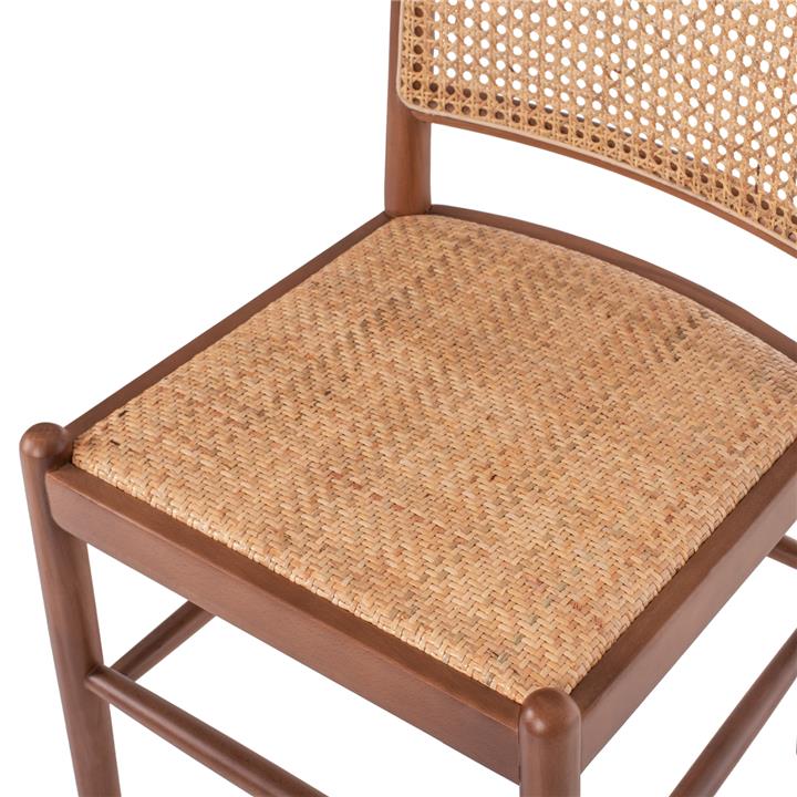 CHAIR BEECH WOOD IN WALNUT-RATTAN BEIGE HM9407.04 43x50x87H cm.