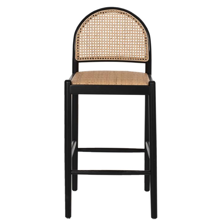 BAR STOOL BEECH WOOD BLACK RATTAN BEIGE 46Χ48Χ94Hcm.HM9408.02
