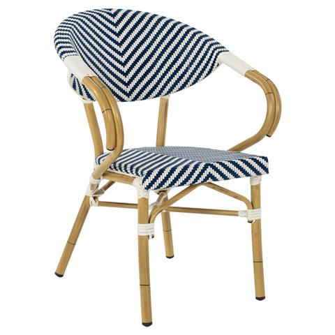 ARMCHAIR ALUMINUM HM5861.02 BAMBOO LOOK BLUE-WHITE 59x56x82H cm.