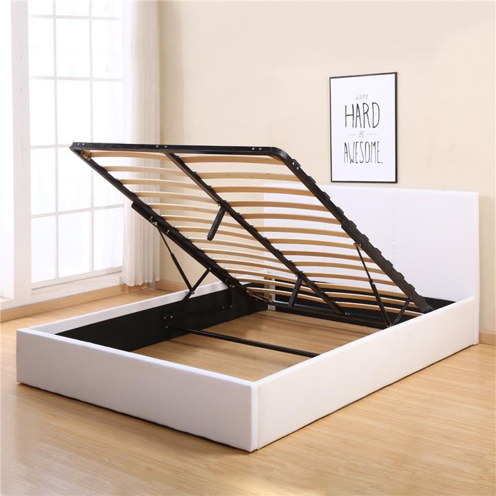 HM554.01 Bed Bobbi, PU white, storage space, 150x200cm
