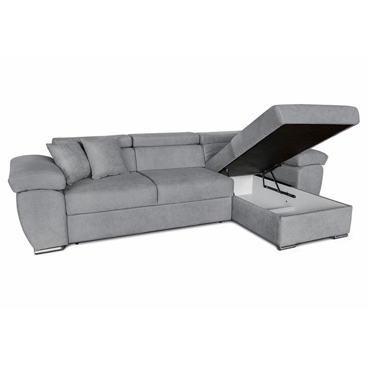 Corner sofa-bed reversible Comy pakoworld fabric gray 286x160x75-90cm