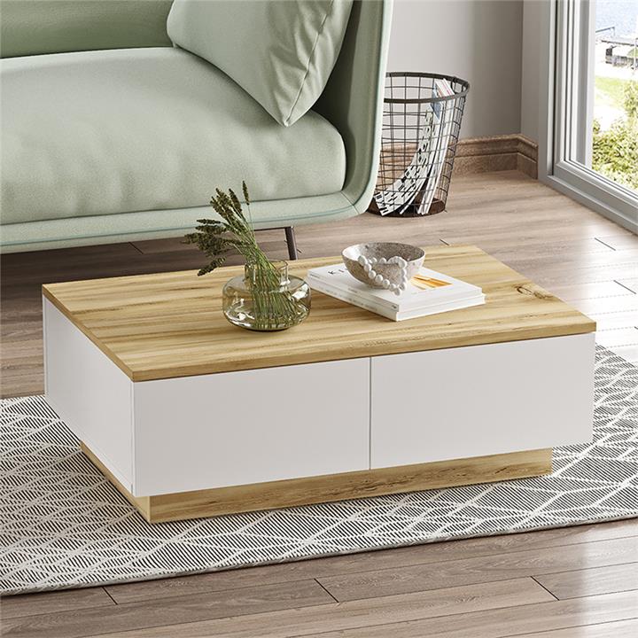 Τραπέζι σαλονιού Thunder pakoworld sonoma-λευκό 90x60x31.5εκ