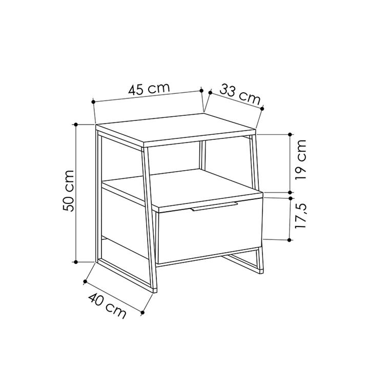 Nightstand Johana pakoworld black-gray antique 45x40x50cm