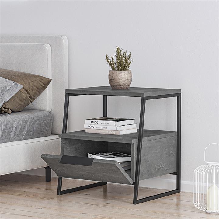 Nightstand Johana pakoworld black-gray antique 45x40x50cm