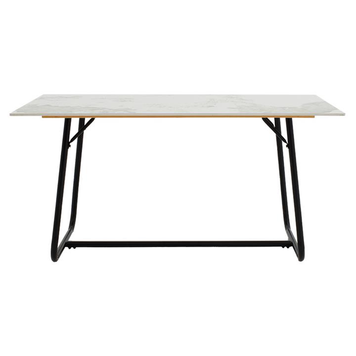 Dinning table Revello pakoworld sintered stone white marble- metal black leg design 150x90x75cm