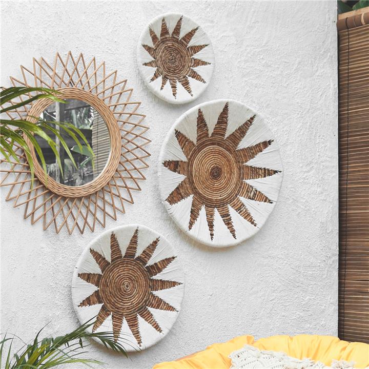 WALL DECOR 3PCS SET ROUND MADE OF RUSH HM9481