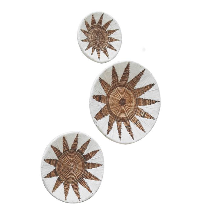 WALL DECOR 3PCS SET ROUND MADE OF RUSH HM9481