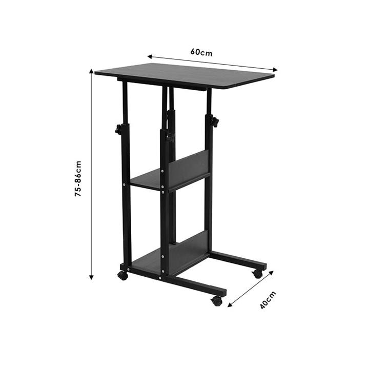 Side table on wheels Babs pakoworld in walnut-black color 60x40x86cm
