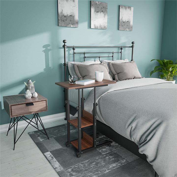 Side table on wheels Babs pakoworld in walnut-black color 60x40x86cm