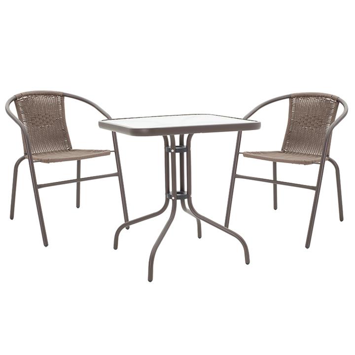 Garden dining set 3pcs Watson-Obbi pakoworld pe brown-metal 70x70x70cn