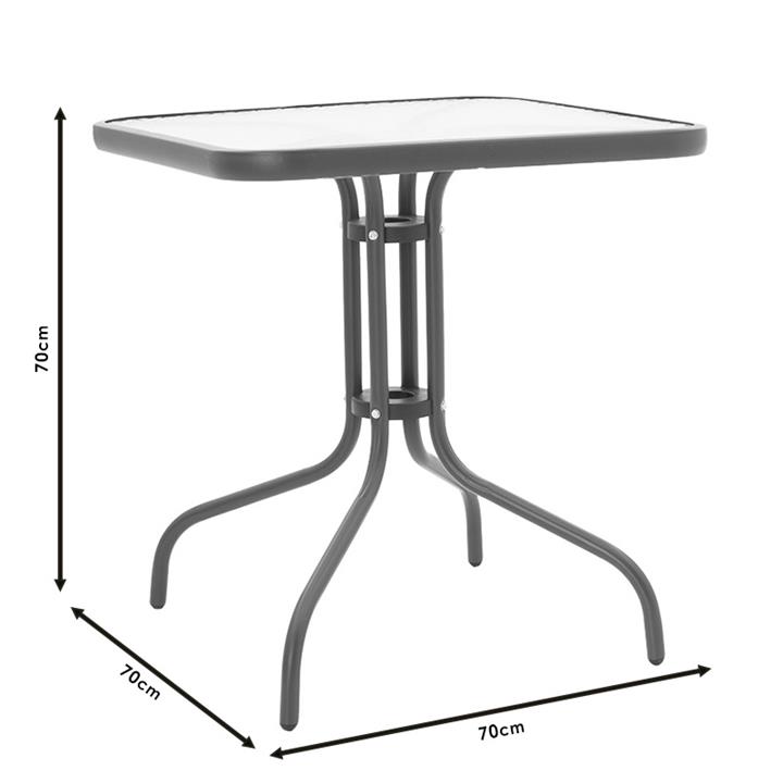 Garden dining set 3pcs Watson-Calan pakoworld metal black-textilene brown 70x70x70cm