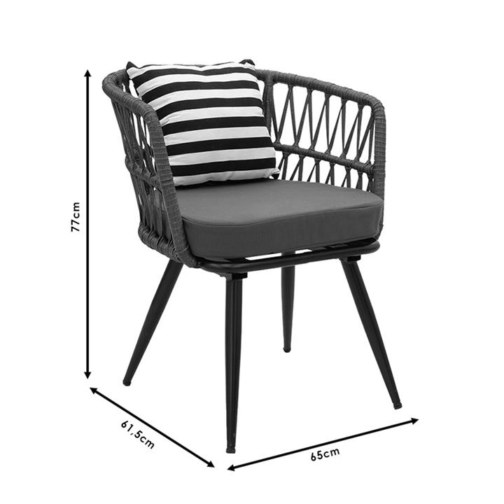 Naoki garden dining set 7pcs pakoworld pe gray-metal black