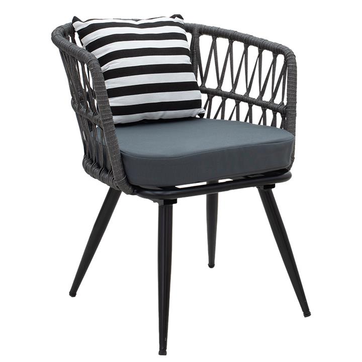 Naoki garden dining set 7pcs pakoworld pe gray-metal black
