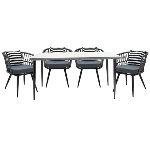 Naoki garden dining set 5pcs pakoworld pe gray-metal black