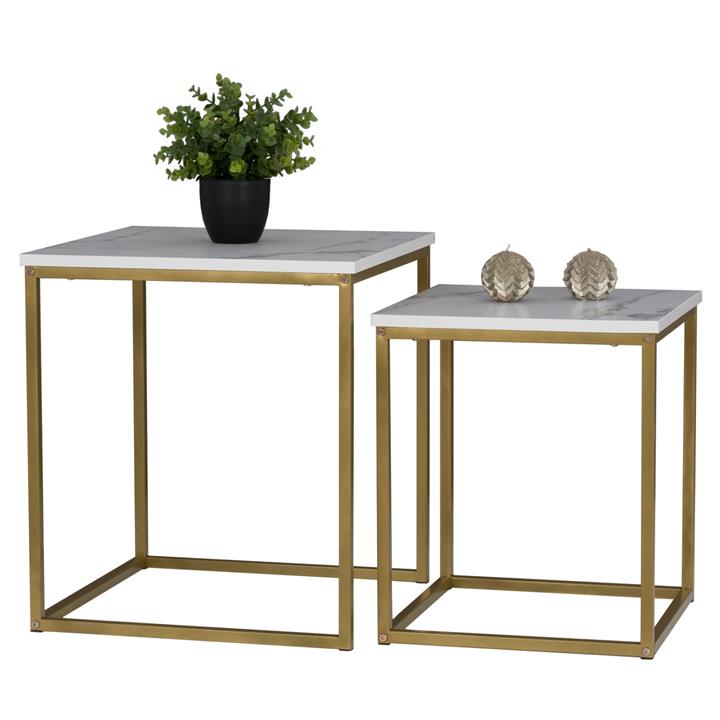 SIDE TABLES GRELAY SET 2PCS MDF & METAL 45Χ45Χ50Hcm.HM8762.11