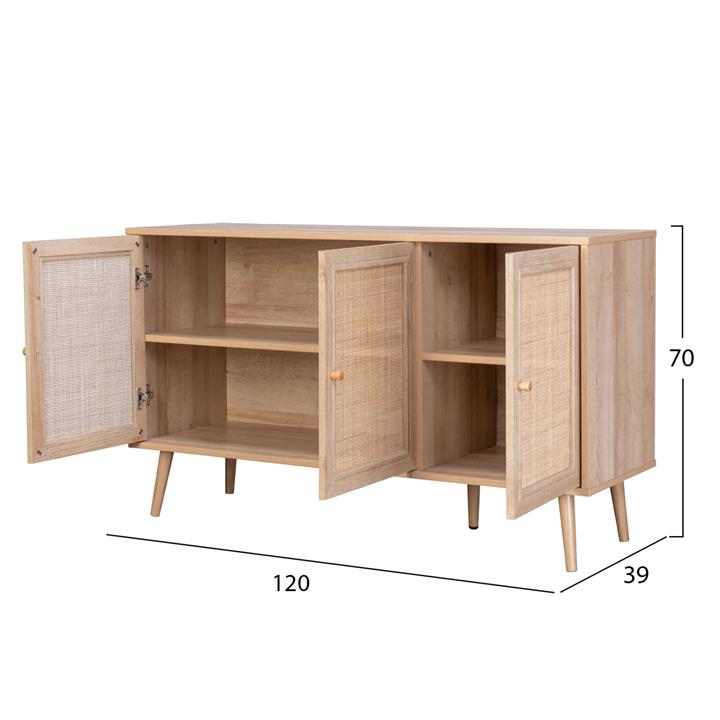 BUFFET MELAMINE COLM WITH SYNTHETIC RATTAN DOORS HM9220.11 120Χ39Χ70Hcm.