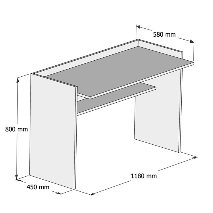 DESK MELAMINE WHITE 118x58x80Hcm.HM9227.11