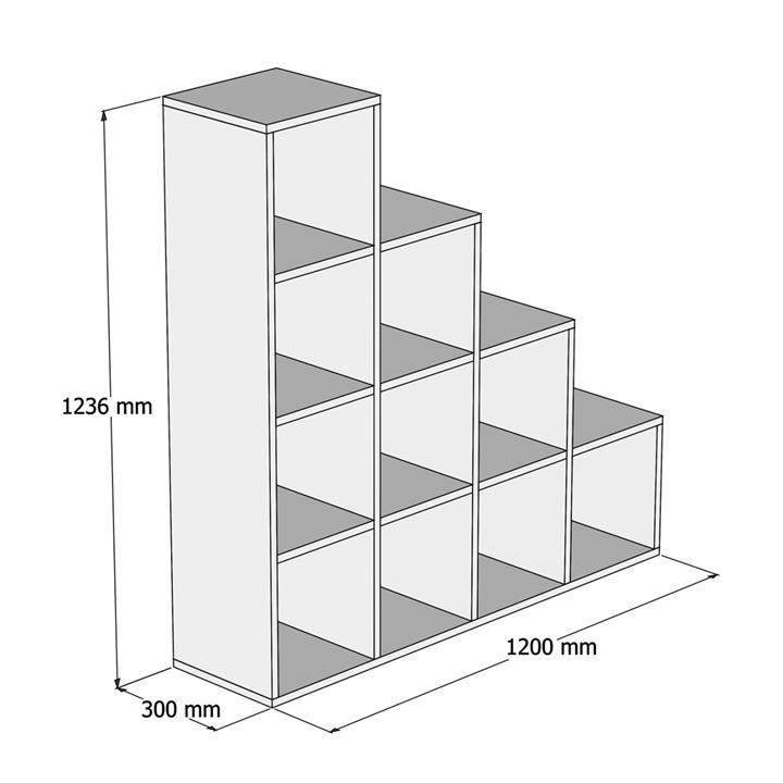 BOOKCASE SCALE MELAMINE WHITE 120x30x123,6Hcm.HM9238.11