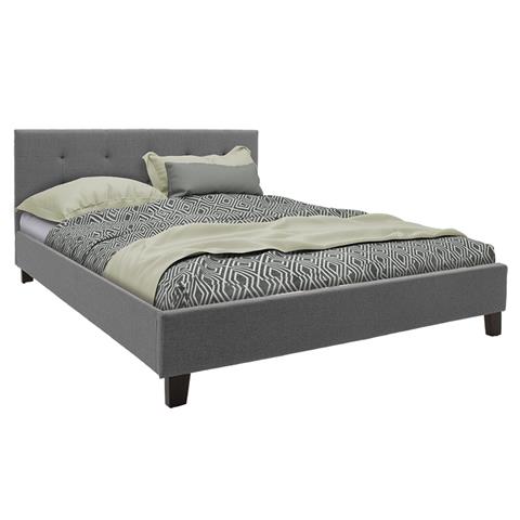 Double bed Mago pakoworld in grey fabric 160x200cm