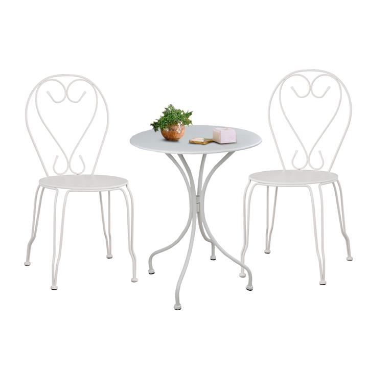 OUTDOOR DINING SET 3PCS HM11875 METALLIC WHITE