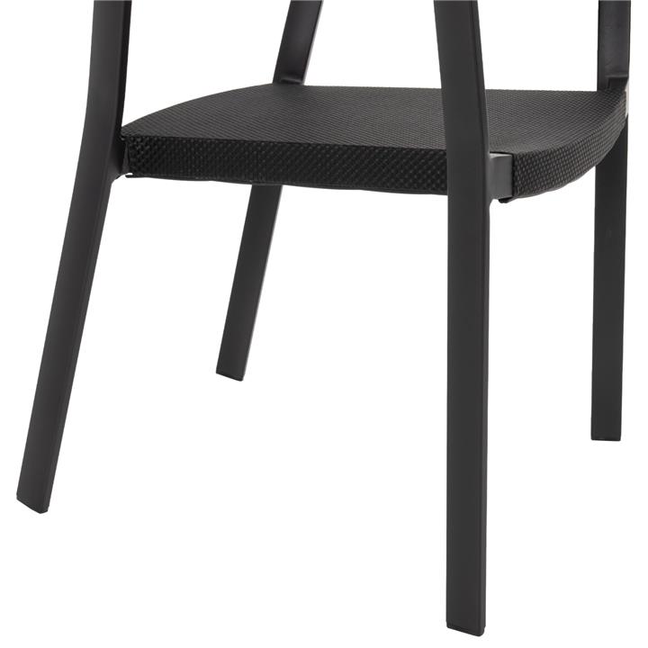 ARMCHAIR ALUMINUM HM5891.05 BLACK FRAME AND TEXTLINE- BEIGE RATTAN BACKREST 57,5x59x81,5Hcm.