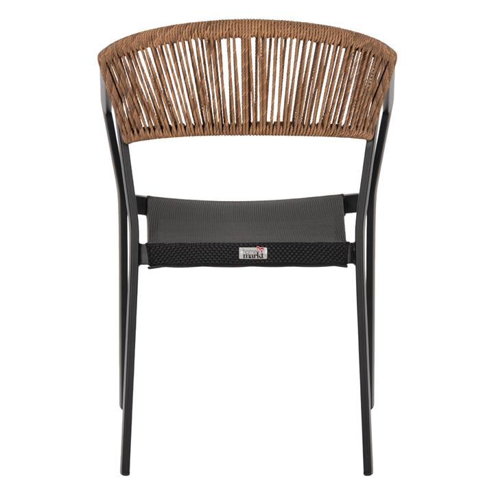 ARMCHAIR ALUMINUM HM5891.05 BLACK FRAME AND TEXTLINE- BEIGE RATTAN BACKREST 57,5x59x81,5Hcm.
