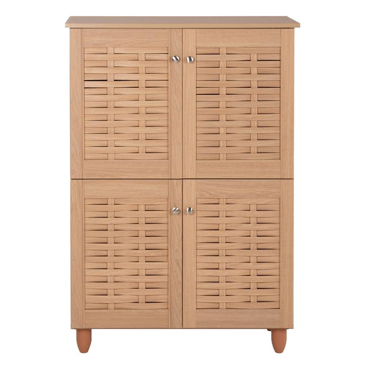 SHOE CABINET KABIRA HM2210.09 4-DOOR MELAMINE IN OAK COLOR 77x34x115Hcm.