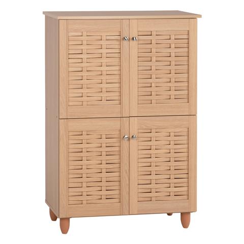 SHOE CABINET KABIRA HM2210.09 4-DOOR MELAMINE IN OAK COLOR 77x34x115Hcm.