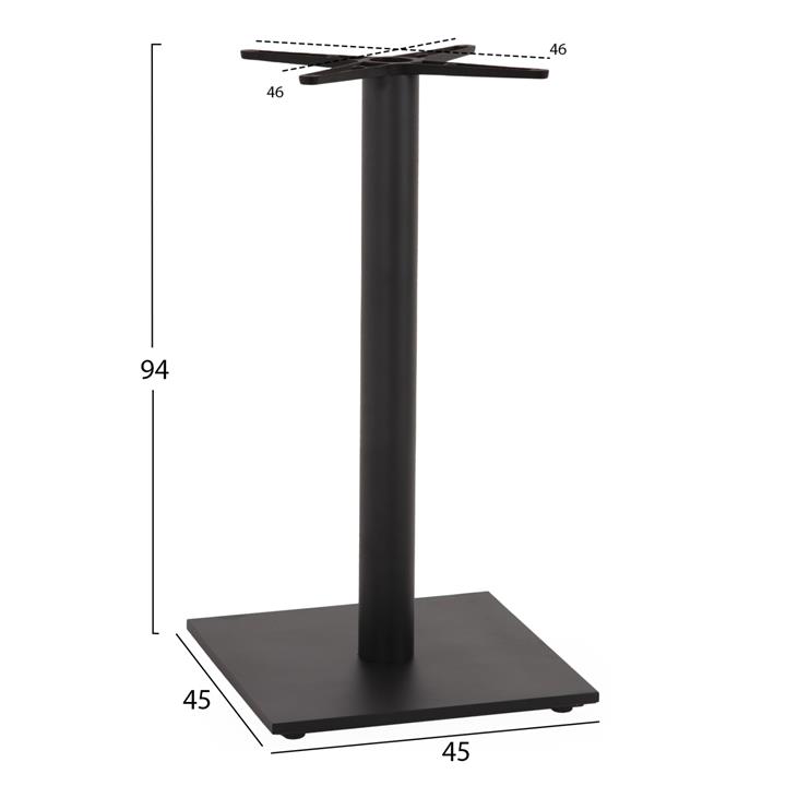 BASE FOR BAR TABLE HM474.20 MEDIUM HEIGHT-MATTE GREY METAL-HEIGHT ADJUSTERS-CROSS 46Χ46cm 45Χ45Χ94Hcm