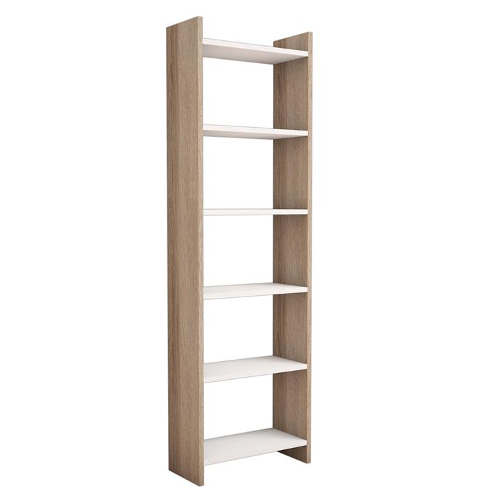 BOOKCASE MELAMINE IN SONOMA-WHITE 48,5x22x160Hcm.HM9226.12