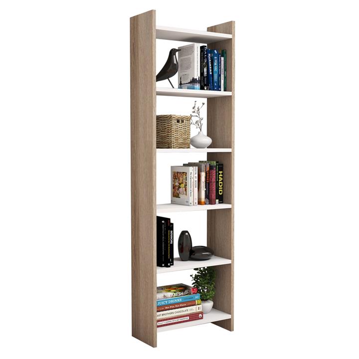 BOOKCASE MELAMINE IN SONOMA-WHITE 48,5x22x160Hcm.HM9226.12