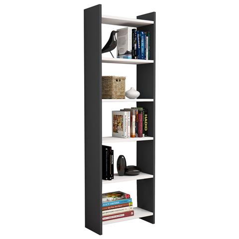 BOOKCASE MELAMINE DARK GREY-WHITE 48,5x22x160Hcm.HM9226.13