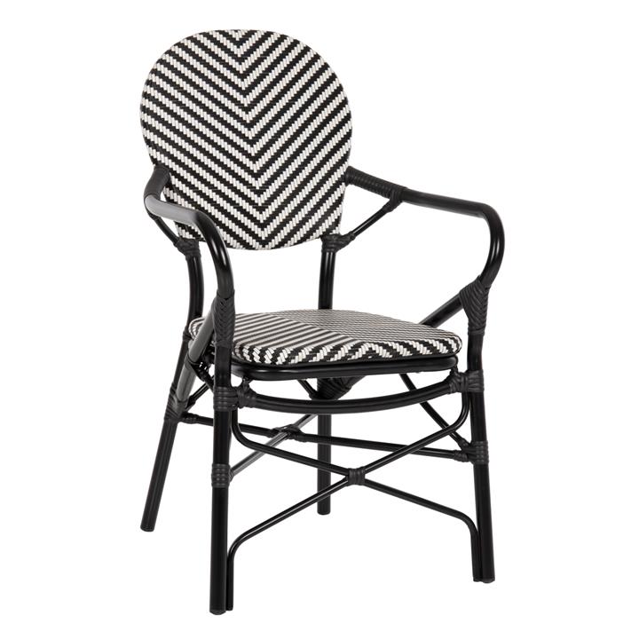 ARMCHAIR ALUMINUM HM5928.01 BLACK WITH TEXTLINE IN BLACK&WHITE 56x59x94,5Hcm.